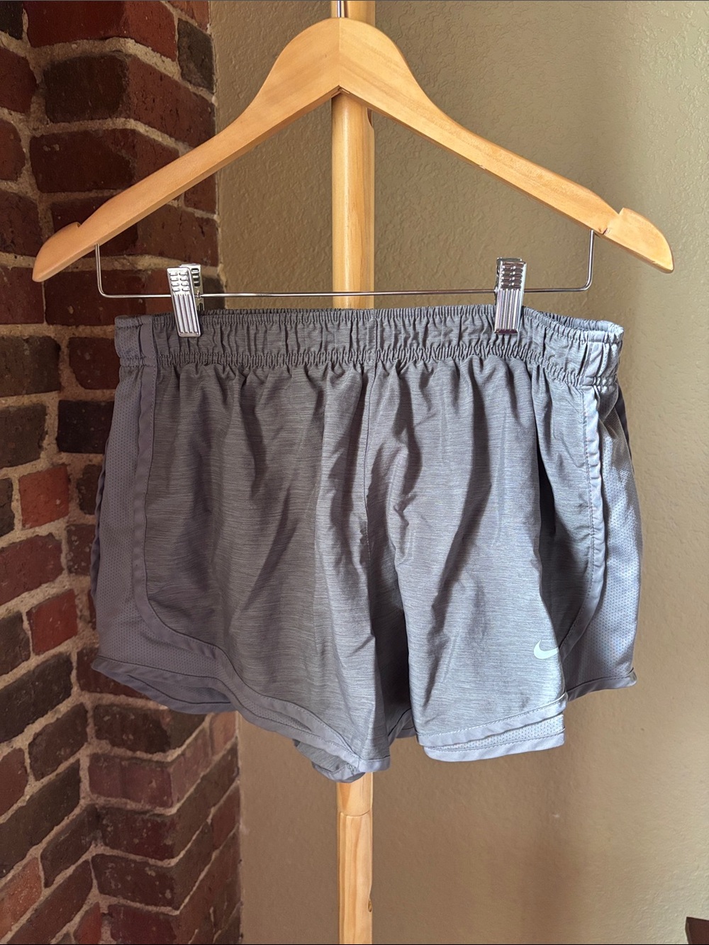 Nike Gray Women's Athletic Shorts with Swoosh Size L